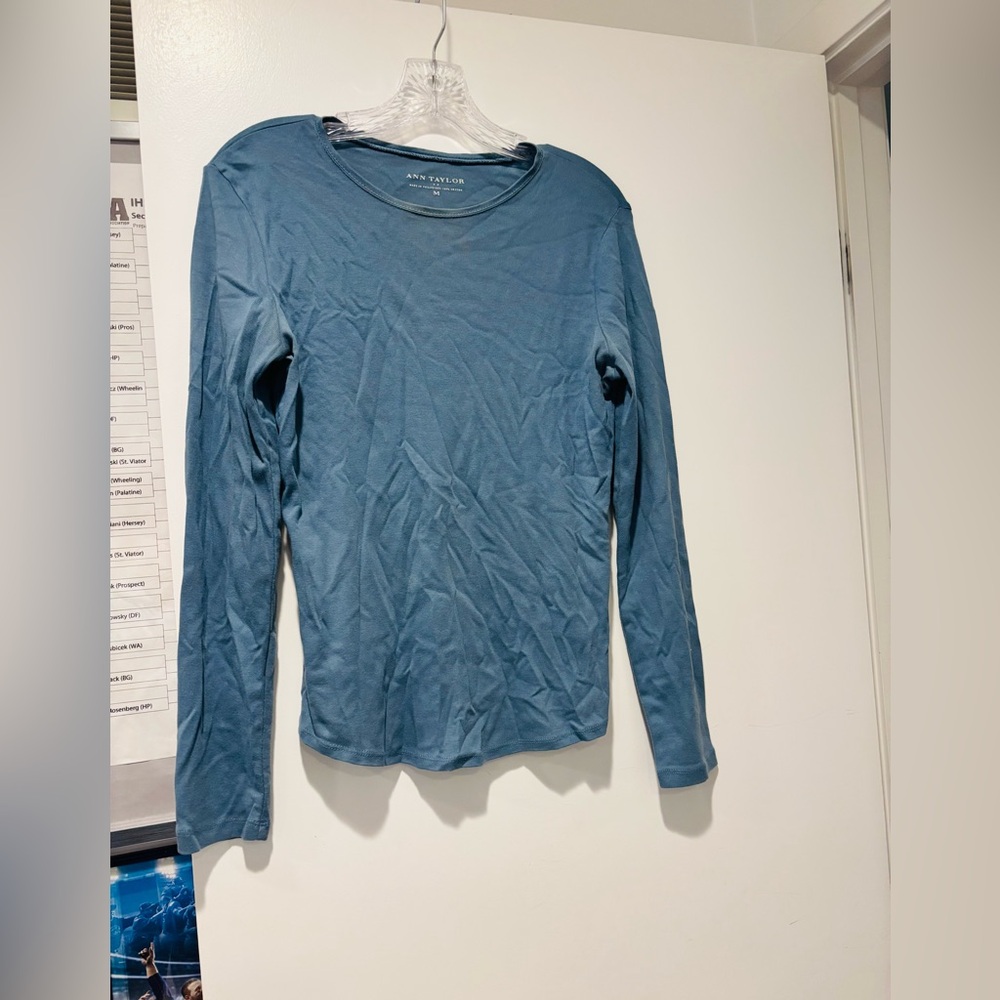 Ann Taylor Soft Blue Cotton Tee